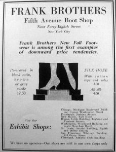 Publicidad de Frank Brothers a principios del siglo XX. Fuente desconocida.