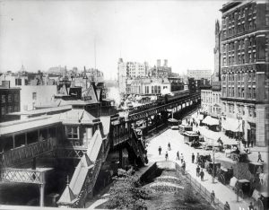 Sixth Avenue Elevated en la década de 1880. Imagen procedente de Digital Culture of Metropolitan New York.